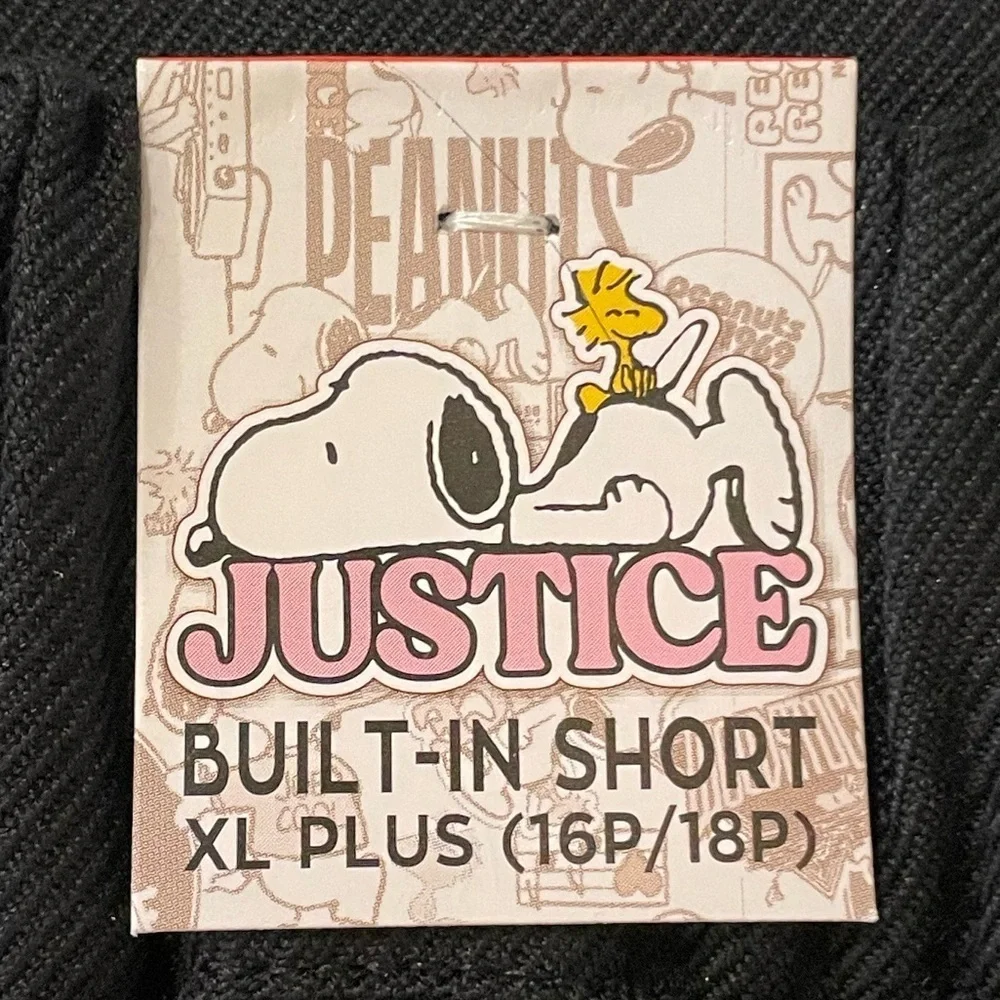 Justice Snoopy patch black pleated skort size girls XL Plus NWT